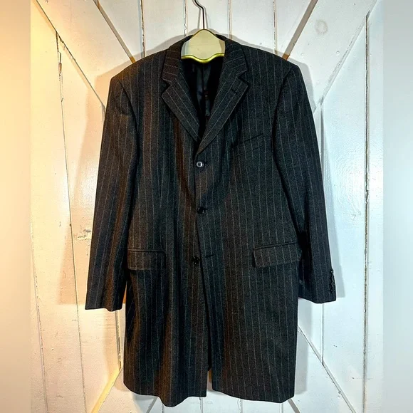 Reporter gentlemen’s 3/4 length 4 button pinstripe wool Blazer XL handmade Italy
